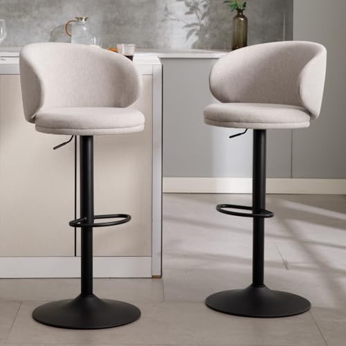 chairus 2PCS Taburetes de Bar Giratorio Altura Ajustable, Gris