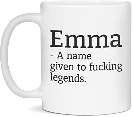 DPgUfPV Funny Emma Mug, Emma Name Mug, Emma Coffee Mug, 11-Ounce White