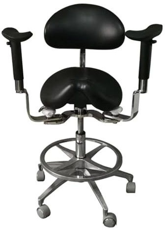 JAVPTAV Sattelstuhl, Sattelstuhl Zahnarzthocker Ergonomischer Sattelhocker mit Rückenlehne Verstellbarer Hocker Drehbarer Rollsattelhocker Salonstuhl(C)