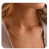 Esrael Vergoldete Kette Herren Damen Gold Kette Herren 3mm Figaro Halskette Edelstahl Ketten für Männer Frauen Schmuck Geschenke 20Zoll