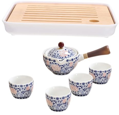 TOPBATHY Té De Cerámica Tazas De Té Portátiles Tetera Giratoria Set De Para Reuniones Familiares y Regalos