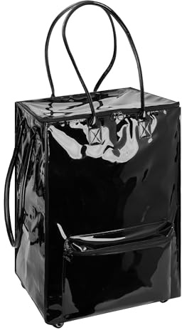 StorageWorks Zipper Closure Rolling Bag, Grocery Cart, Shopping Trolley Carries Up to 44 lb with Wheels, Rolling Tote Bag with Handles, Black
