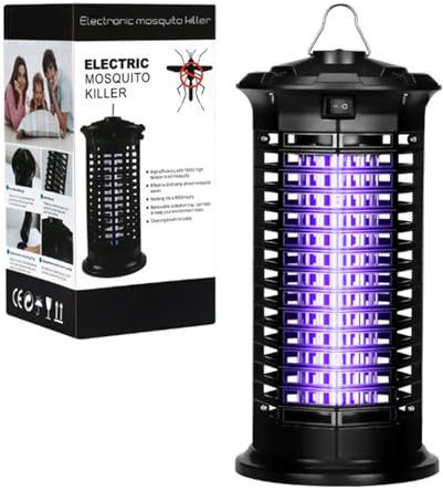 DHsdlpLU Matamosquitos eléctrico para Interiores y Exteriores, Impermeable, para casa, Patio y jardín. Lámpara matamoscas con Rejilla Protectora.