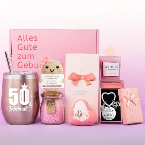 Tixlux Geschenk für Frauen, 50. Geburtstag Geschenkset, liebevolles Geschenk für Mutter, Ehefrau, Freundin, Kollegin, perfekt zum Meilenstein-Geburtstag