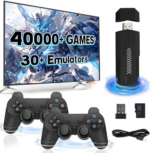 XIXIMENG X2 Plus Retro Game Stick 4K Consola de Juegos Retro,40000+ Juegos 30+ Emulador,Plug and Play Consola de Juegos portátil con Controlador Inalámbrico,Consola de Videojuegos para Adultos (64G)