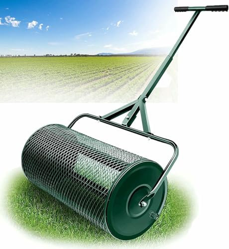 VYUJHNBG Épandeur de Compost, épandeur de Tourbe, Rouleau à Gazon Durable, pour Plantation, semis, Vert