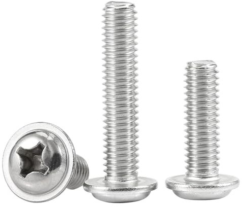 KAPQIN 50 Pezzi Vite a Testa bombata flangiata con rondella e Collare M1.4 M2 M2.5 Vite Tonda in Acciaio Inossidabile 304(8mm,M2.5(dc6) X50pcs)