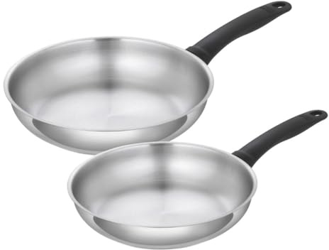 KUHN RIKON Classic Bratpfannen Set Edelstahl - 24/28 cm, unbeschichtet