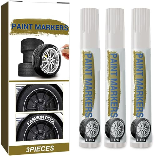 Altaroo 3 Stück Reifenstift, Reifen Stift Weiß Wasserfest, reifenstift lackstift weiß Weissreifenstift Große Kapazität für Auto Motorrad Reifen, Glas, Metall, Gummi
