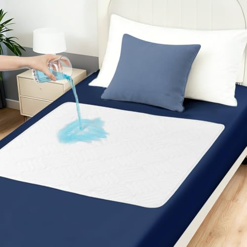 DUJUIKE Inkontinenzunterlage waschbar 90x135 cm, Wasserdichter und Saugfähiger Matratzenschoner, Wiederverwendbar Bettauflage, Atmungsaktive Inkontinenz Bettunterlage, Erwachsene&Kinder, Weiß- 2er