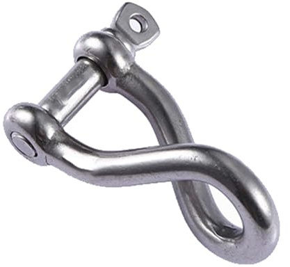 Uqezagpa Robuste Marine-Schäkel, Edelstahl, Schraubstift, kleiner Drehbügelverbinder zum Verbinden von Kette und Seil, Edelstahl-Schraubstift, gedrehter Schäkel