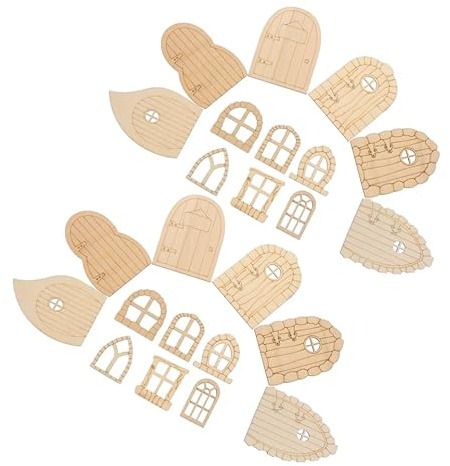 CVUTOVO Porta delle Fate in Legno 60 Pezzi, Mini Porta Fiaba | Decorazione Personalizzabile, per Giardino e Librerie, Aspetto Adorabile e Artistico Stile Casuale