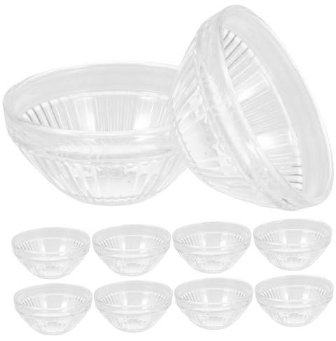 HIAKDOFT 10 pièces Lot de Bols à Pudding Verre Transparent Petits Bols à Dessert Résistants Chaleur pour Sauce Salade et Snacks Ramequins Élégants pour Service Commercial et Domestique