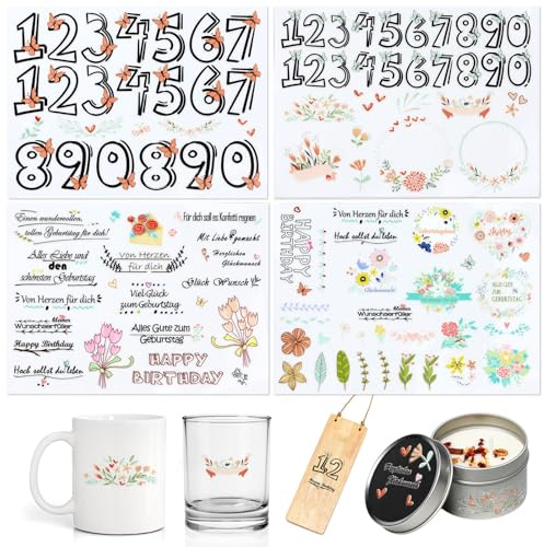 10 18 30 40 50 60 Geburtstag Sticker Set, Seutgjie Birthday Stickers für DIY Geburtstagskarten Gästebuch Fotoalbum Scrapbook, Selbstklebende Aufkleber Geburtstag, Personalisiertes Geburtstag Geschenk