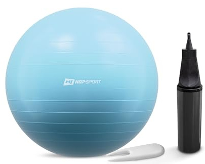 HOP-Sport® Ballon de Fitness 45 cm HS-R045YB avec Pompe à air, Anti-éclatement, Ballon de Gymnastique Antidérapant pour Yoga, Pilates et Renforcement Musculaire, Charge Max. 100 kg, Bleu