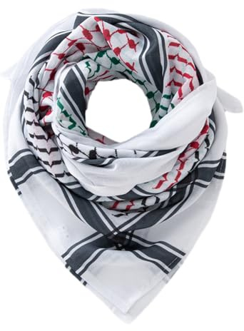jamgeery Palästina Schal, Atmungsaktiver Arabischer Shemagh Palästina Halstuch Kopftuch Für Männer Frauen, 136x133cm