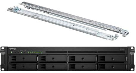 Synology RackStation RS1221RP+ NAS Server with Ryzen 2.2GHz CPU, 32GB Memory, 160TB HDD Storage, 4 x 1GbE LAN Ports, Redundant Power, DSM Operating System Bundle with Rail kit