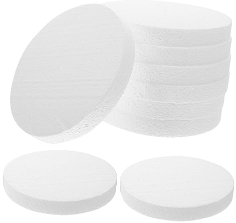 Alipis 16 piezas Bandejas Redondas Blancas de Espuma para Manualidades y Decoración de Pasteles Discos de Grosor Soporte Creativo para DIY y Prácticas de Decoración
