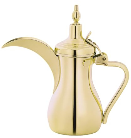Teiera araba in acciaio inox, stile vintage, mediorientale, bollitore decorativo, retrò, brocca multiuso per latte, acqua, casa, ufficio, vacanze (oro, 700 ml)