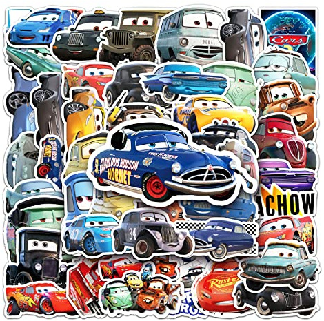 Cartoon Stickers Pack for Kids, 50 Pcs Cars Waterproof Vinyl Sticker for Laptop Water Bottle Luggage Snowboard Bicycle Skateboard Decal, Stickers for School Rewards, Party Favors