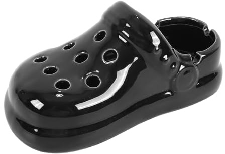 ieron Cenicero de cigarrillo de cerámica de zapato perforado, Cenicero de zapatos Crocs para fumadores Decoración del hogar (negro)