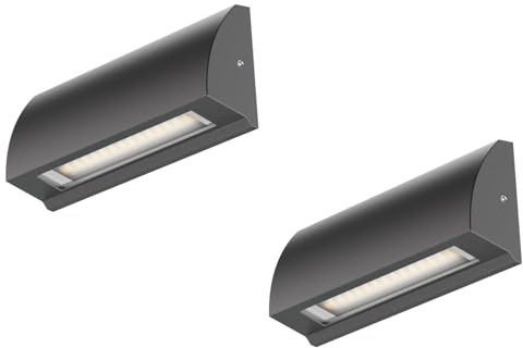ledscom.de 2x LED Wandleuchte/Treppenlicht SEGIN für außen, IP54, flach, Downlight, anthrazit matt, eckig, 3,8 W, 265lm, warmweiß