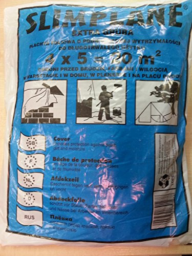22er PACK Abdeckfolie 4 x 5 m Abdeckplane Allzweckfolie 20 qm Plastikplane Malerplane Staubschutzfolie Malerfolie für Renovierung und Umzug dicke 27 µ