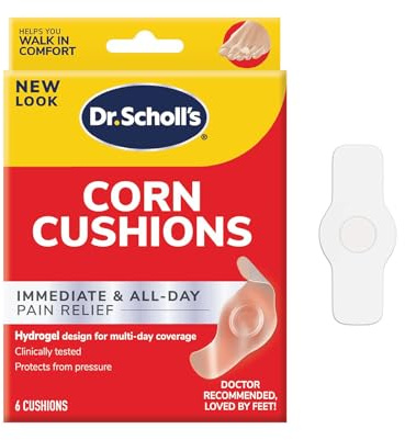 Dr. Scholl's CORN CUSHION With Hydrogel Technology, 6ct // Cushioning Protection Against Shoe Pressure and Friction that Fits Easily In Any Shoe for Immediate and All-Day Pain Relief