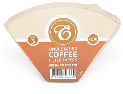 EDESIA ESPRESS – 100 Cone Coffee Filters in Paper – Coffee Filter No.3 for Manual Coffee Maker, Pour-Over and Gentle Brewing – Size 3 Brown