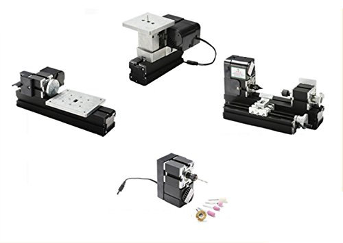 CGOLDENWALL Mini Metal 4 in 1 Lathe 24W 12000rpm Mini DIY Lathe Kit Didactical Metal DIY Lathe Kit for Students DIY Works Best Gift for Children‘s Gift