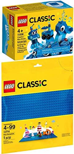 LEGO Classic 2er Set 10714 11006 Blaue Bauplatte + Blaues Kreativ-Set