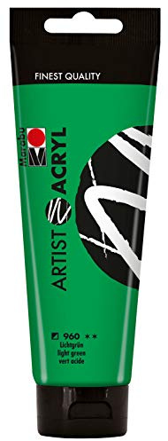 Marabu 12200044960 - Artist Acryl, Lichtgrün 120 ml, feine Acrylfarbe in Künstlerqualität, auf Wasserbasis, pastose Konsistenz, hoch pigmentiert, sehr gute Brillanz und Deckkraft