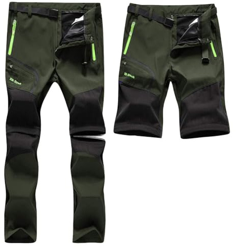 SANMIO Vandringsbyxor för Herr Utomhus Konvertibla Andningsaktiva Lättviktsbyxor för Klättring Funktionsshorts för Män med Dragkedja för Camping och Vandring Grön (konvertibla shorts) XL