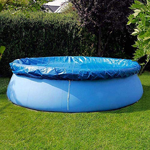 Jorisa 13ft in Diameter Round Swimming Pool Cover,Blue Tarpaulin Dustproof Rainproof Pool Cover with Rope Ties,Durable Waterproof Pool Cover for Round Above Ground Swimming Pool,13ft(396cm)
