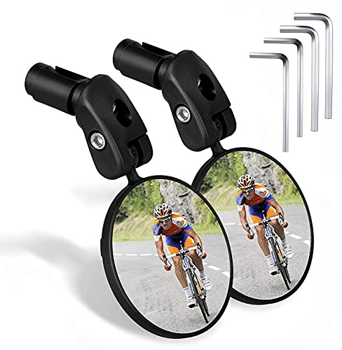 FiveFire 360° Drehspiegel Fahrradrückspiegel, 2 STÜCKE universal verstellbar Fahrradspiegel für 17,4-22 mm Flacher Lenker Drehspiegel Rückspiegel Lenkerspiegel für Fahrrad rennrad Mountainbikes
