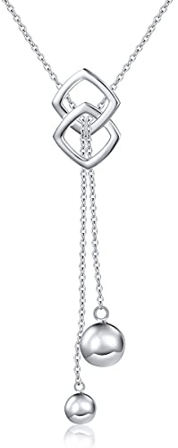 HOOHWE Sterling Silber lange Halskette für Damen Geschichtet Halsketten Quaste Silber Träne/Dreieck/Bar Halskette Y Clavicle kette für Frauen Damen Schmuck