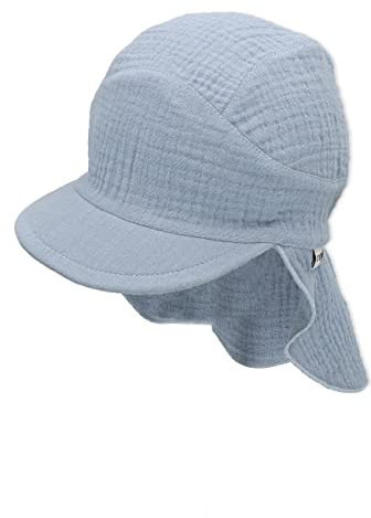 Sterntaler Unisex Schirmmütze mit Nackenschutz Musselin Sonnenhut, hellblau, 47