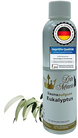 Dufte Momente Saunaaufguss-Konzentrat Eukalyptus – 250 ml – frisch & klar – konzentriert & ergiebig – zertifizierte Profi-Qualität – vegan & Made in Germany