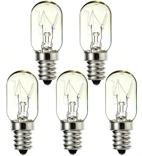 Sunnylinn 15W E14 Screw Salt Lamp Bulbs 230V, Scentsy Warmer Bulb Small Edison Screw SES Warm White 2700K, E14 Sewing Machine Light Bulb, Pygmy Fridge Bulb T20 E14 Oven Microwave Bulb (5-Pack).