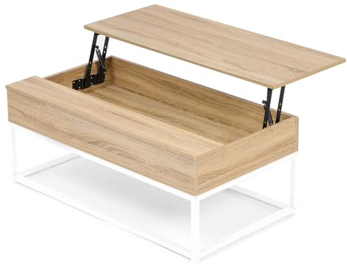 IDMarket – Mesa baja rectangular Detroit madera y metal, diseño industrial