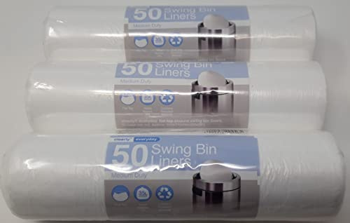 150 x 35L Medium Duty Swing Bin Liners Flat Top 555x710mm (22x28) White