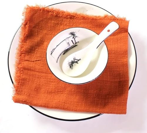 VIXDA Set mit 10 Gaze-Servietten, 40 x 40 cm, Baumwollhandtuch, Zuhause, Küche, Herbst, Ostern, Ramadan, rustikale Landhochzeitsdekoration