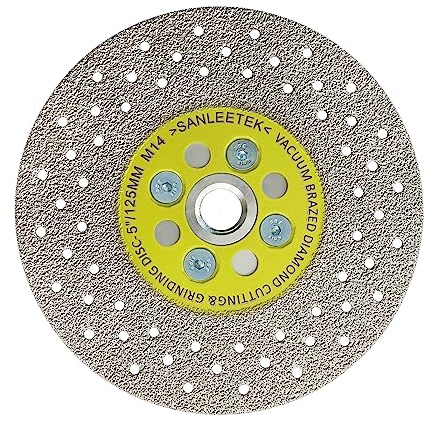 Diamant Trennscheibe 125mm Vakuumgelötet Doppelseitig Diamantscheibe für Marmor Granit Beton Porzellanfliesen M14 Gewinde SANLEETEK