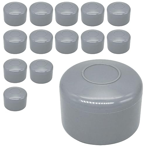 SKIR'CO (14 pcs) Fence Post Caps, Round 42 mm Grey Plastic Caps for Round Fence Posts, Fence Post Covers, Window Grey RAL 7040 Colour