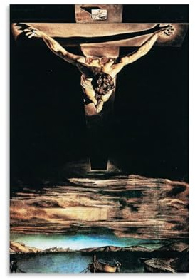 Kunstdruck mit Christus des heiligen Johannes vom Kreuz von Salvador Dalí, Maler, Kunstwerk, Poster, Wandkunst, Gemälde, Leinwand, Kunstwerk, Geschenkidee, Raumästhetik, 30 x 45 cm