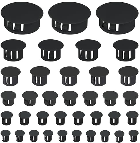 160 PCS Plastic Hole Plug Set - Snap-In Locking Caps in Assorted Sizes (Black)