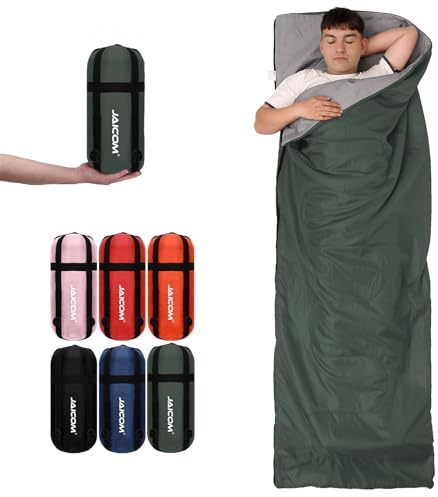 JAICOM Saco de Dormir Ultraligero - Saco Dormir para Niños Adultos en 3 Estaciones, con Bolsa Comprimida, Fácil de Llevar, Adecuado para Camping, Senderismo, Interior y Exterior