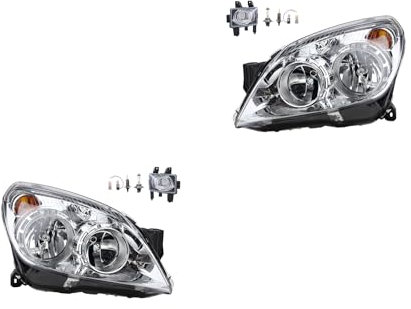 Johns, Scheinwerfer Satz Halogen Front passend für Opel Astra H 03/2004 - H7 H1 Links & Rechts + Nebelscheinwerfer + Leuchtmittel