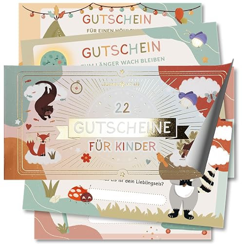 Lebenskompass Gutscheinheft Kinder mit 22 Gutscheinen zum Selber ausfüllen - Kreative Gutscheine als Geschenk für Jungs oder Mädchen