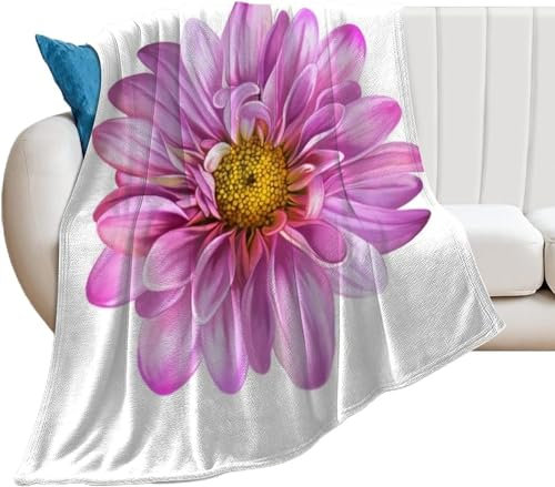 Kuscheldecke Flauschig Chrysantheme 3D Decke 150x200 Lila Chrysantheme Wohndecke Muster Weich und Warme Flanell Fleecedecke für Sofadecke Couchdecke Tagesdecke 4917m